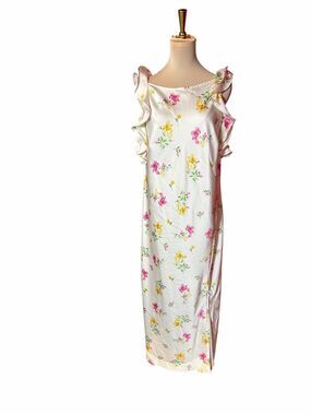 A New Day White Floral Ruffle Strap Maxi Dress XL Cottagecore Summer